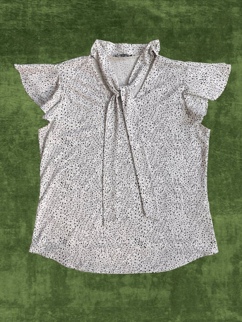 Adrianna Papell Black & White Polka Dot Blouse Size L